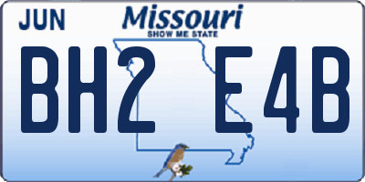 MO license plate BH2E4B