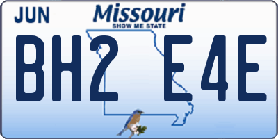 MO license plate BH2E4E