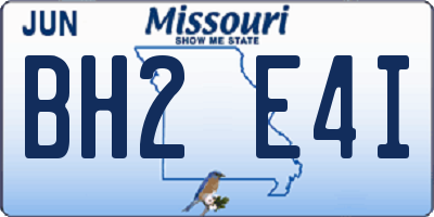 MO license plate BH2E4I