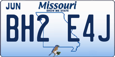 MO license plate BH2E4J