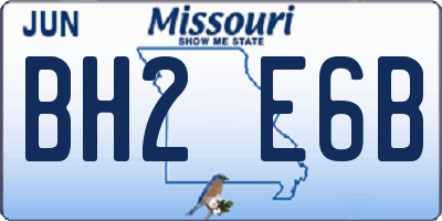 MO license plate BH2E6B