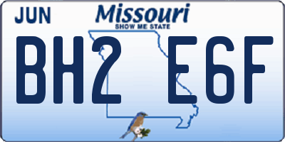MO license plate BH2E6F