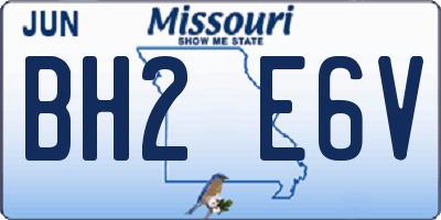MO license plate BH2E6V