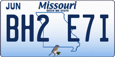MO license plate BH2E7I