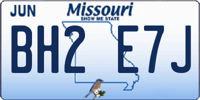 MO license plate BH2E7J