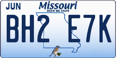 MO license plate BH2E7K
