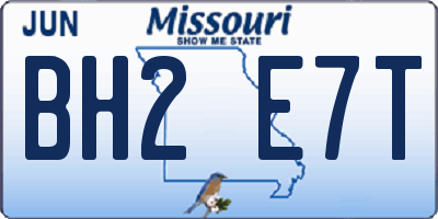 MO license plate BH2E7T