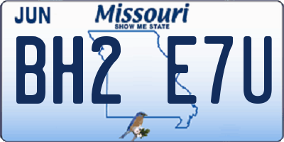MO license plate BH2E7U