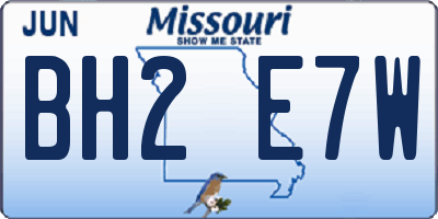MO license plate BH2E7W