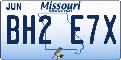 MO license plate BH2E7X