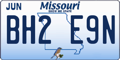 MO license plate BH2E9N