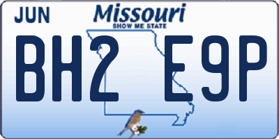 MO license plate BH2E9P