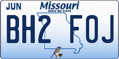 MO license plate BH2F0J