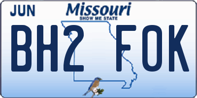 MO license plate BH2F0K