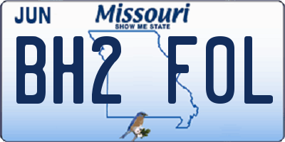 MO license plate BH2F0L