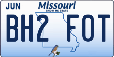 MO license plate BH2F0T