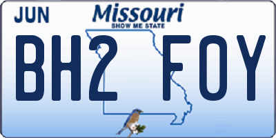 MO license plate BH2F0Y