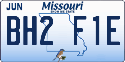 MO license plate BH2F1E