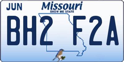 MO license plate BH2F2A