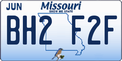 MO license plate BH2F2F
