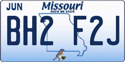 MO license plate BH2F2J
