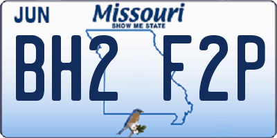 MO license plate BH2F2P