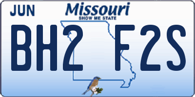 MO license plate BH2F2S