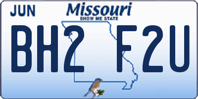 MO license plate BH2F2U
