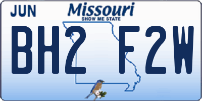 MO license plate BH2F2W