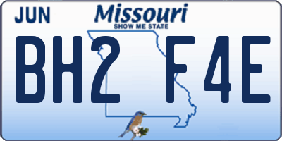 MO license plate BH2F4E
