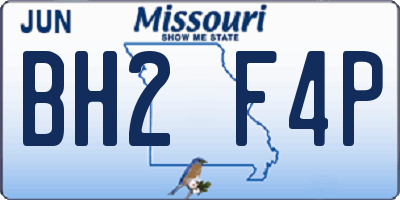 MO license plate BH2F4P