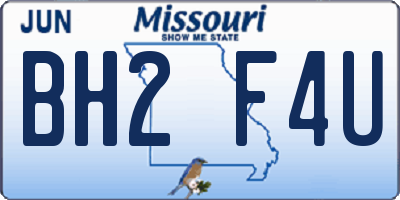 MO license plate BH2F4U