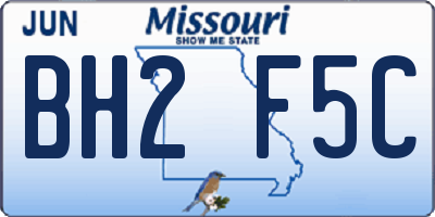 MO license plate BH2F5C