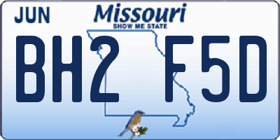 MO license plate BH2F5D