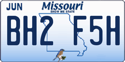 MO license plate BH2F5H