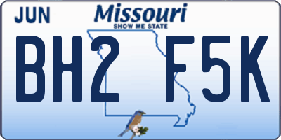 MO license plate BH2F5K