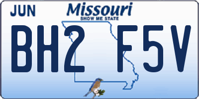 MO license plate BH2F5V