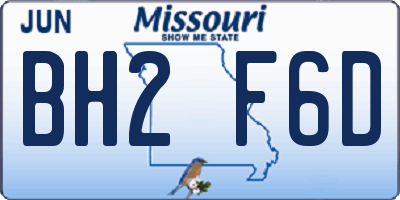MO license plate BH2F6D