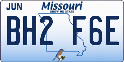 MO license plate BH2F6E