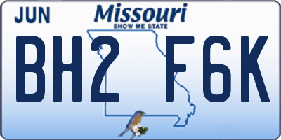 MO license plate BH2F6K