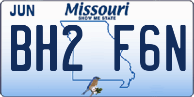 MO license plate BH2F6N