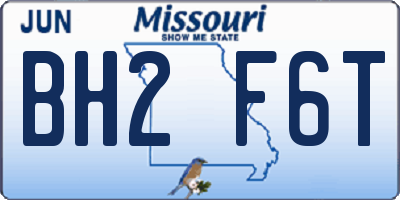 MO license plate BH2F6T