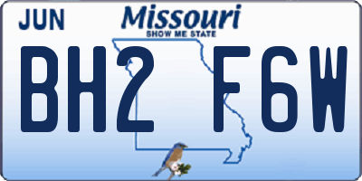 MO license plate BH2F6W
