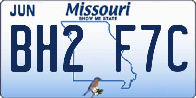 MO license plate BH2F7C