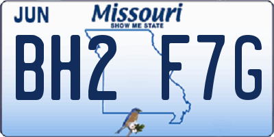 MO license plate BH2F7G
