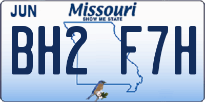MO license plate BH2F7H