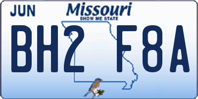 MO license plate BH2F8A