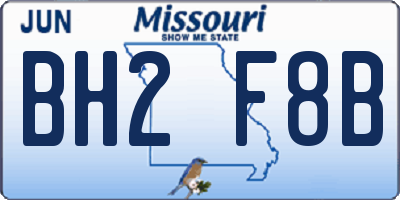 MO license plate BH2F8B