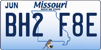 MO license plate BH2F8E