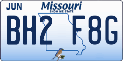 MO license plate BH2F8G